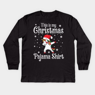 This Is My Christmas Pajama Shirt Unicorn Kids Long Sleeve T-Shirt